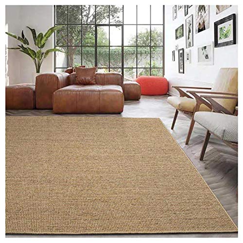 Alfombra de sisal hecha a mano para decoración moderna de dormitorio, alfombra de yute natural para balcón y rascador de gatos de sisal con borde beige sólido, alfombra de fibra natural para