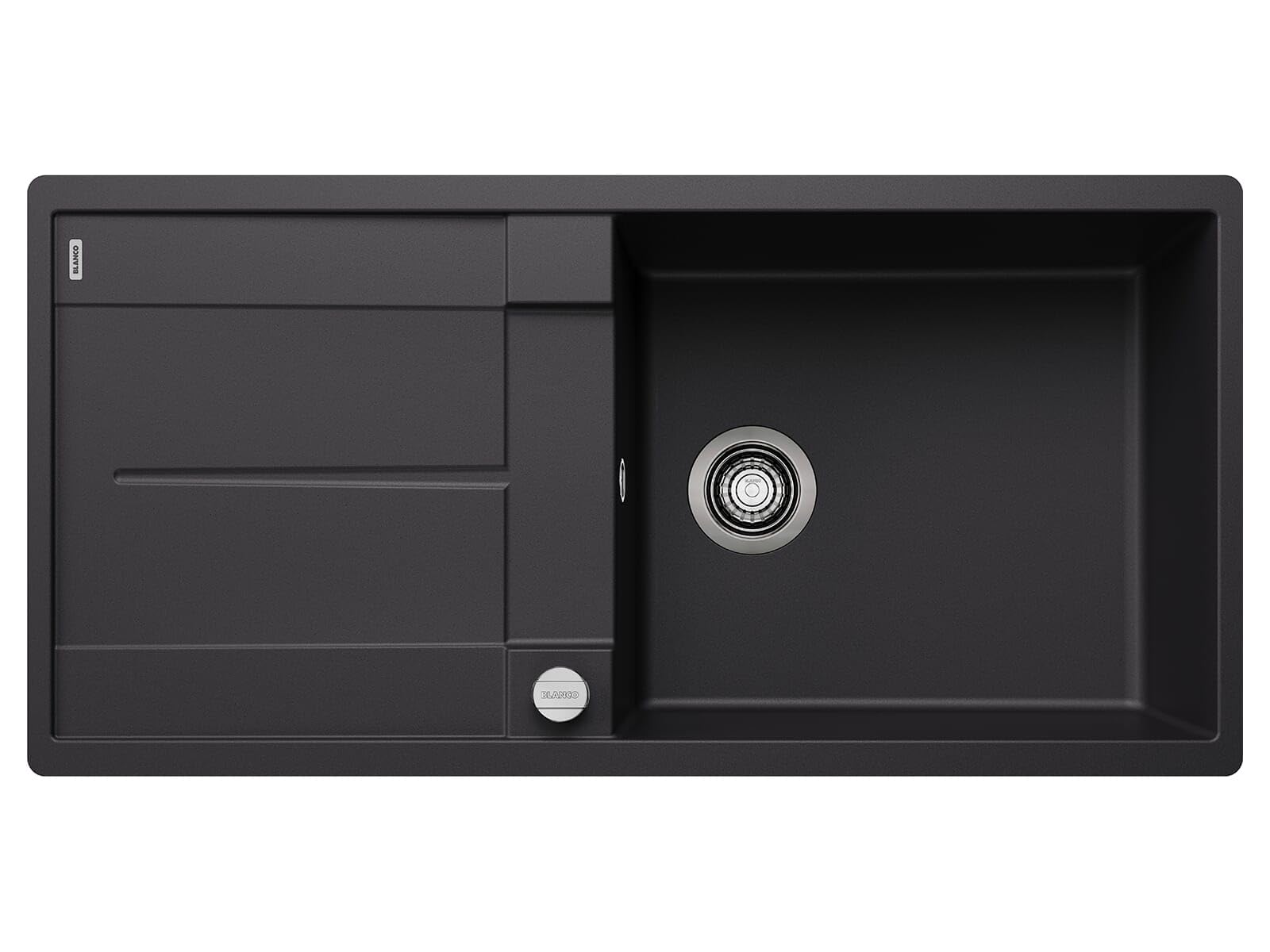 BLANCO METRA XL 6 S-F | Granitspüle aus SILGRANIT schwarz | [99x49x20,2 cm] | für 60 cm breite Unterschränke | Einbauart: Flächenbündig | Reinigungsfreundliche Öberfläche | reversibel