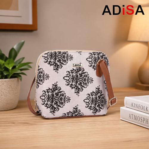 Image of ADISA Women Girls Floral Print Faux Leather Sling Bag Crossbody