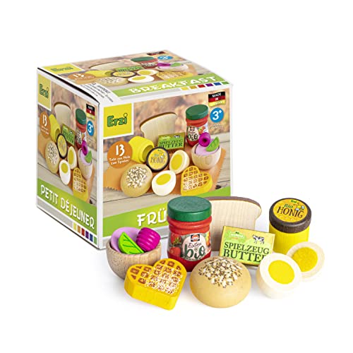 Petit déjeuner Erzi 28141 assortiment en bois de hêtre, cadeau idéal 3 ans