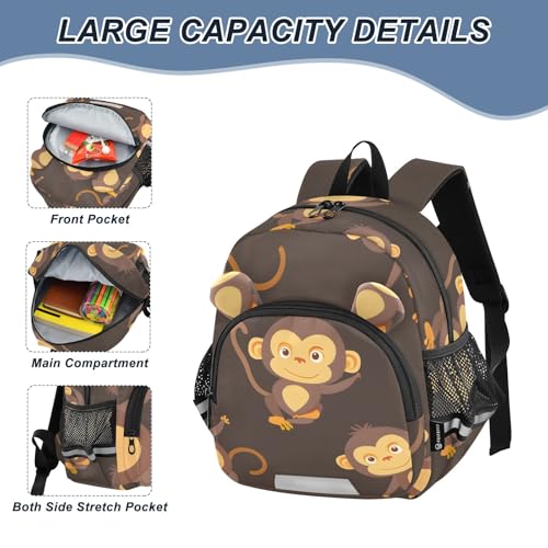 Kid's Backpack for Boys & Girls Toddler Bag Cute Seamless Monkeys Backpack with Safety Leash4