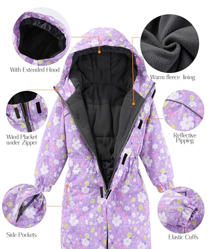 Girls Boys One Piece Snowsuit Waterproof Windproof Ski Snow Hooded Coveralls4