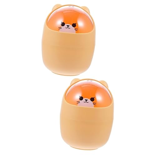 Miniatura 10 de TOWINE Bote de basura pequeño decorativo para escritorio, canasta de papel, papelera de escritorio con tapa, papelera de reciclaje de basura de 1.05
