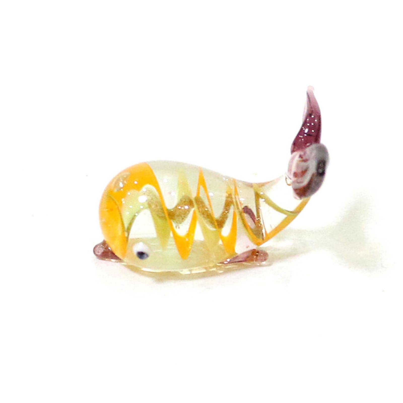 MANQILE Cute Whale Mini Glass Figurine Ornament Tiny Sea Animal Statue Home Desktop Aquarium Fish Tank Decor Accessories
