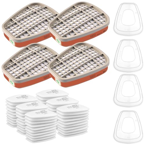 6001 Rechange Filtres de Protection Respiratoire Réutilisable Kit, 60 Cotons Filtrants, pour Filtration Purifier, Face Protection, Compatible 6100/6200 /...