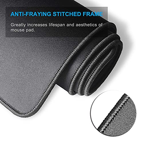 Image of Mouse Pad with Non-Slip Rubber Base, Premium-Textured & Washable Computer MouseMat with Stitched Edges, Mouse Pads for Computers, Laptop, Gaming, Office & Home, 24 x 20 cm, Black