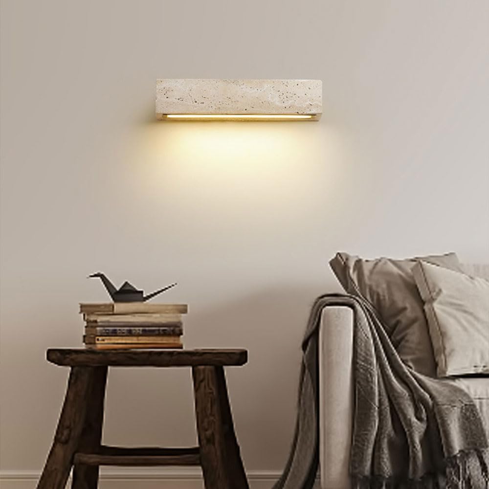 Long-Shaped LED Wall Lights Indoor 24cm Stone Wall Lamps 3000K Warm Beige Modern Style Up Or Down 9W Entryway Wall Sconces Light for Bedroom Living Room Hallway Kitchen Corridor Stairs