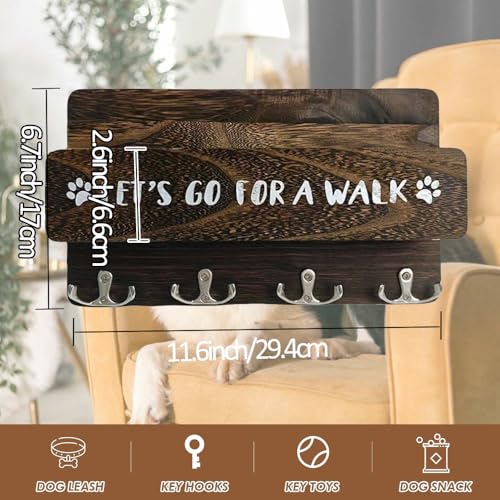 Niciksty Hundegarderobe mit Ablage, Hundeleinenhalter Wand für Ordnen von Leinen und Zubehör, Wandhaken für Hundeleine, Hölzerne Hundeleinen Halterung für Flur, Eingangsbereich, Braun