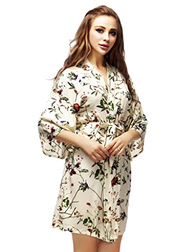 Skyfitting Women's Cotton Short Kimono Robe, Short Length Bridesmaid Robes Plus Size / 38