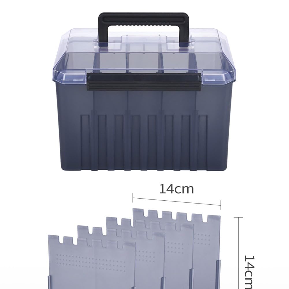 Caja de aparejos de pesca de 24 rejillas con base impermeable, contenedor compacto de ABS con separadores ajustables y asa para almacenamiento de pulpos, color amarillo