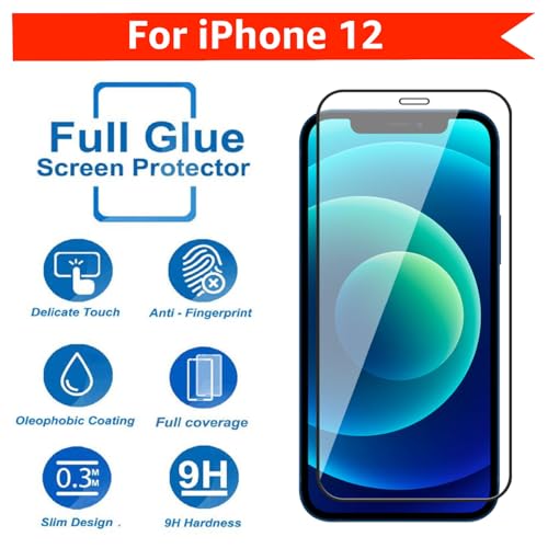 POPIO Military-Grade Gorilla Tempered Glass Compatible For iPhone 12/12 Pro (Black) Edge To Edge Coverage With Easy Installation Kit 4 516fD04PmIL