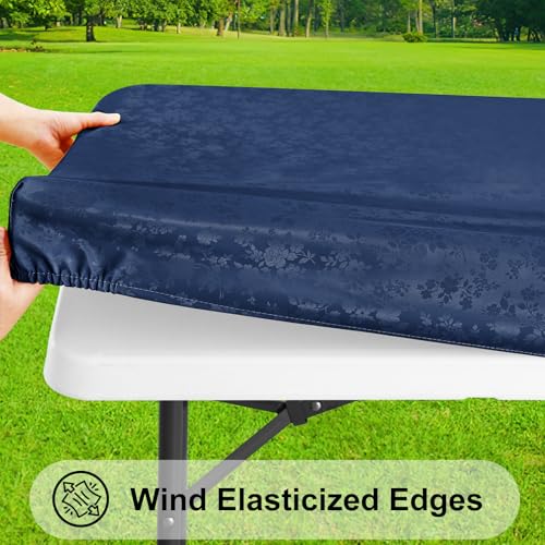 Image of Smiry Heavy Duty Vinyl Fitted Tablecloths for 5 Foot Rectangle Tables