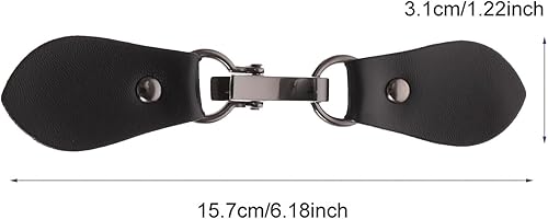 Miniatura 3 de 4 botones de cuero de metal para abrigo, hebilla de cuero, hebilla de cierre de palanca a presión para abrigo, chaqueta, manualidades (Negro)