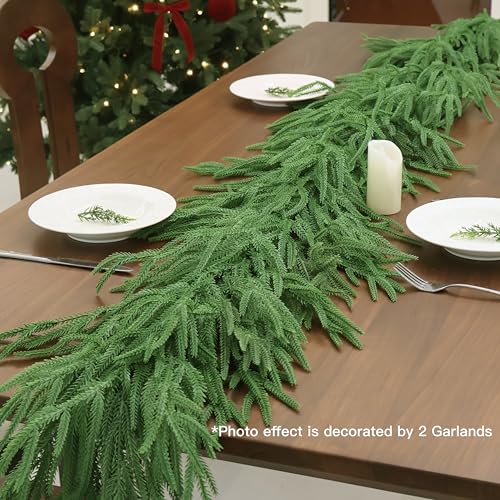 Christmas Garlands Norfolk Pine Garland Real Touch Artificial Faux Greenery Garland 6FT for Holiday Indoor Outdoor Decor by Senjie - Image 5