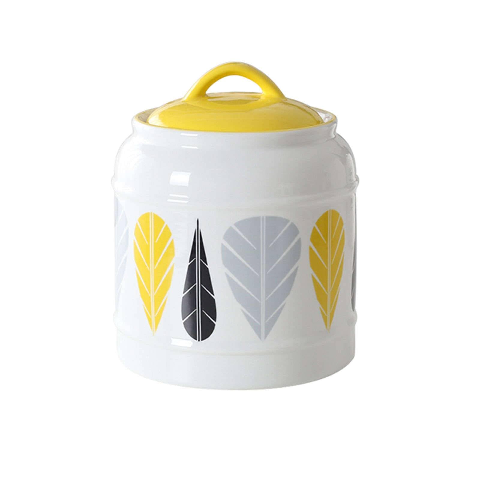 Tymyys Yellow Tymyys/ Cookie Jars For Kitchen Counter, Flour And Sugar Containers Ceramic, Kitchen Canisters For Countertop, Ceramic Airtight Jar-2300Ml/81Oz