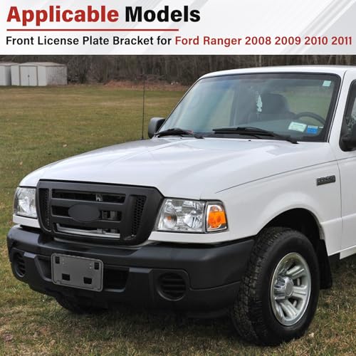 Image of License Plate Bracket Accessories for Ford Ranger 2008 2009 2010 2011, Front Bumper License Plate Holder Replacement Frame Black Mount