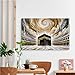 Mecca sunrise texture modern art canvas painting kaaba print holy square mecca decoration gold tone abstract hajj painting eid ul fitr umrah home print for bedroom8x12in Frameless