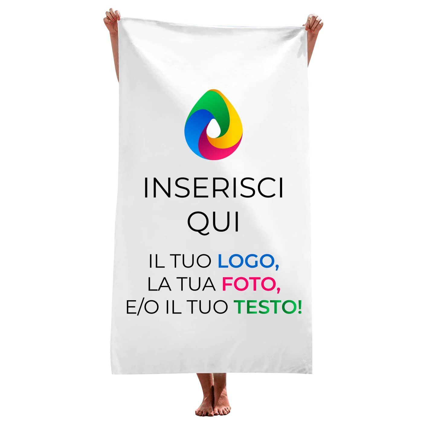 Teetaly Telo Mare Personalizzato in Microfibra con Foto, Nome o Scritta | Telo da Mare Personalizzabile 100x150 cm | Stampa su Telo Mare