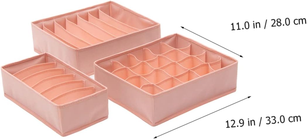 Underwear Storage Box with Compartments Fabric Organizer for Bras Socks Underpants and Closet Storage Space Saving and Socks Organizer in Pink