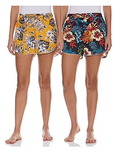 Image of Longies Women's Boxer Shorts (LWSDPO2V001 Yellow,Dark Blue001 XL)