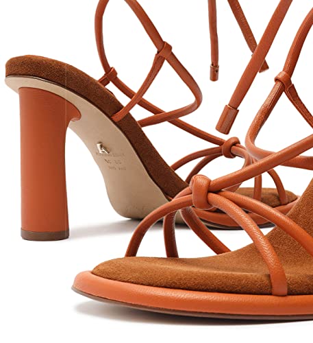 Arezzo Women's Cecily Sandal High Block, Orange, Size 9.5 #TOP2