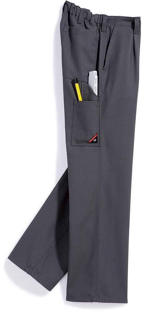 BP Cotton Plus 1469-720-53 Pantalon de travail - Bretelles en tissu avec empiècement en caoutchouc - Poches pour genouillères - Pur coton - Coupe ajustée - Taille : 64 - Couleur : gris foncé