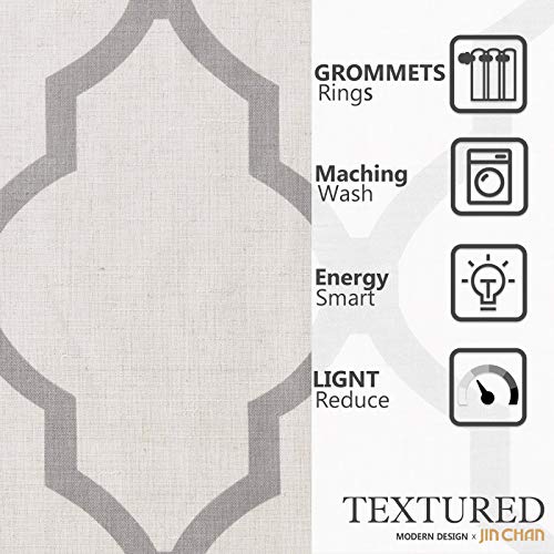 Jinchan Linen Curtains Moroccan Tile Curtains For Bedroom Geometric Curtains For Living Room Drapes Light Filtering Lattice Curtains Grommet Curtains 84 Inch Length 2 Panels Set Grey On Beige #TOP6
