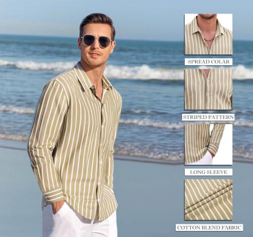 Image of Zombom Men's Regular Fit Vertical Striped Casual Shirt | Full Sleeve Cotton Blend Shirt for Men | Slim Fit Stylish Party