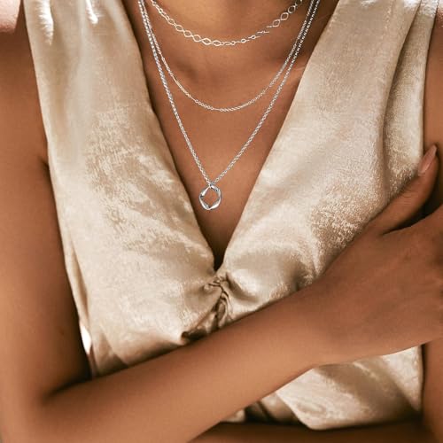 Layered Gold Necklaces for Women Trendy 14K Gold Plated Necklace Stack Non Tarnish Stackable Paperclip Cuba Link Chain Circle Pendant Necklaces Christmas Stocking Stuffers Gifts Trendy Stuff4