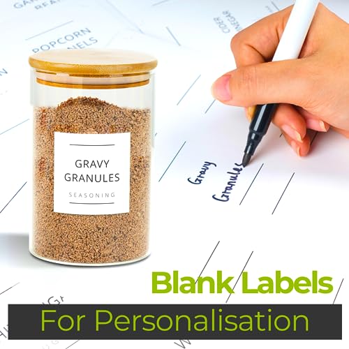 356 Pantry Labels - UK Based Ingredients - Waterproof Pantry Labels for Jars - Kitchen Labels for Containers - Perfect Pantry Kitchen Jar Labels- Storage & Organisation Jar Labels (Pantry Labels)