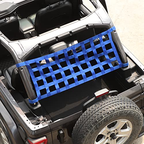Jwwy Roof Top Hammock Rear Trunk Restraint Baggage Cover Mesh Roof Cargo Net For 1987-2023+ Jeep Wrangler Tj Jk Jku Jl Jlu Yj Sahara Rubicon Unlimited Blue #TOP6