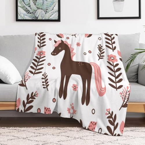 Couverture cheval rose chaude en flanelle contre les nuits fraîches