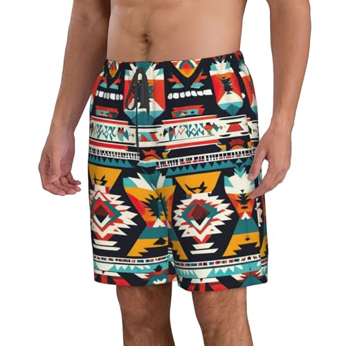 Native American Pattern Print Summer Beach Casual Shorts for Men,Perfect for Surfing,Running,and Everyday Wear2