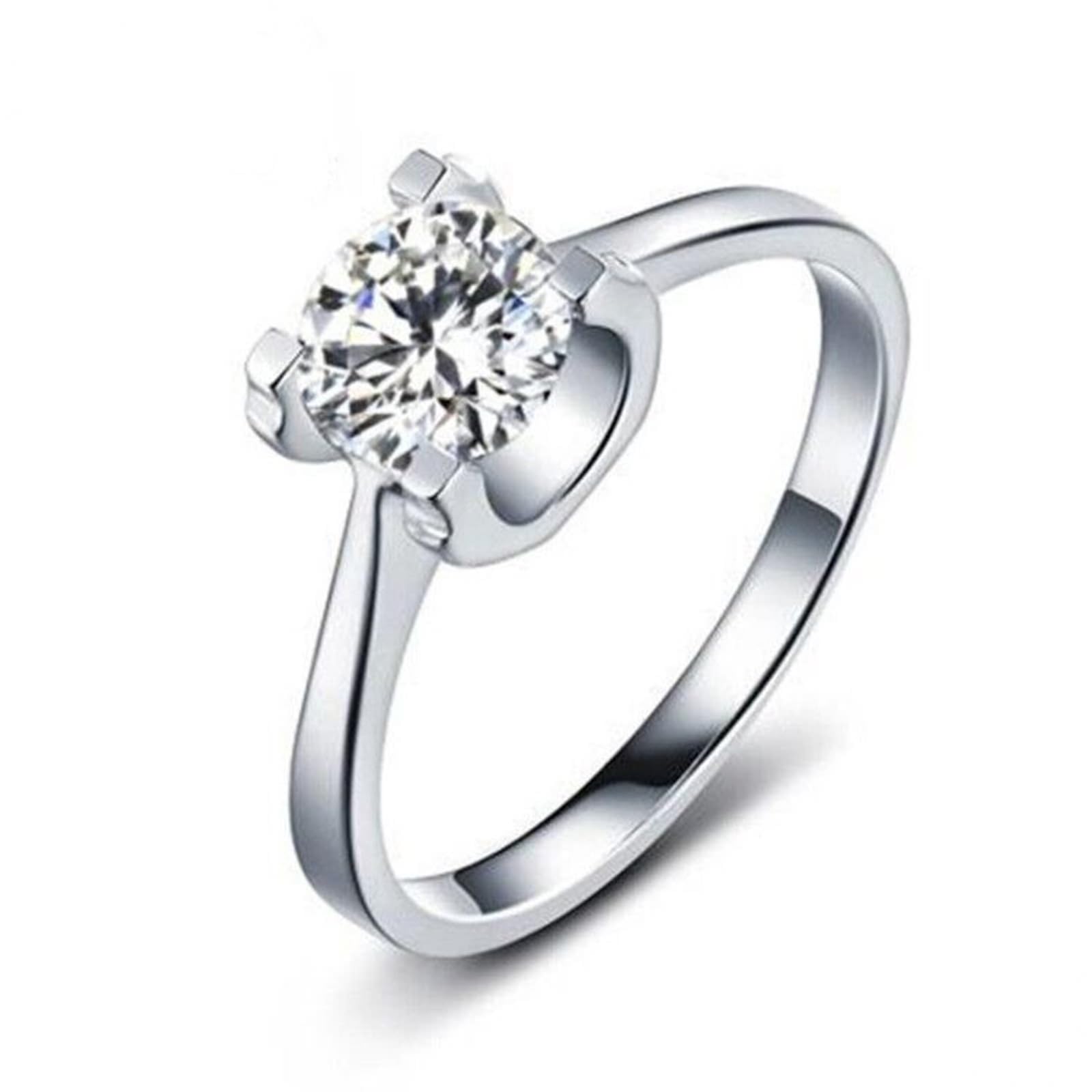 Anelli in oro bianco 14 carati moissanite bianco, anelli da donna quattro artigli