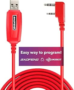 BAOFENG Programming Cable UV-5R/5RA/5R Plus/5RE, UV3R Plus, BF-888S, 5R EX, 5RX3, GA-2S, UV-82 (39-inch Mirkit Red, Version 2022, This one Works!)