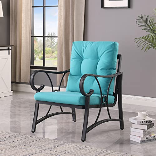 Oulluo Patio Bistro Chairs, Aluminum Lounge Arm Chair, Outdoor Club Chairs For Living Room, Comfy All Weather Sofa Chair For Fire Pit,Garden, Backyard, Balcony, Beach, Pool - 928Gn #TOP6