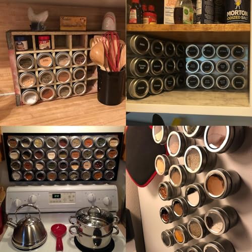 Smith & Barker - 12 potenti barattoli magnetici per spezie, in acciaio inox, contenitori per spezie da cucina con coperchio trasparente con setaccio e versare, base da parete in acciaio inossidabile - immagine 4