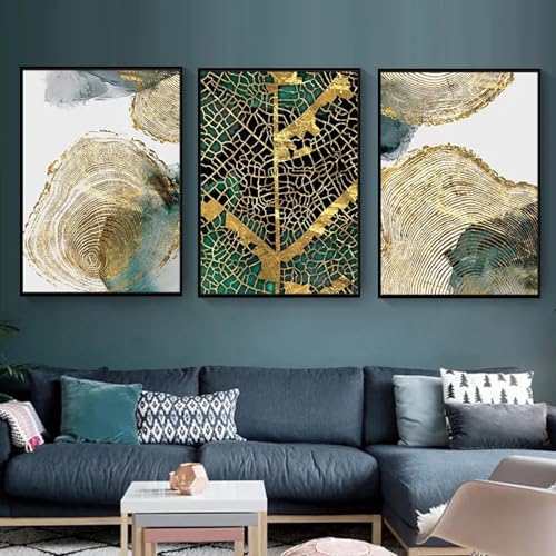 Toile d'art mural abstrait feuille pour un salon chaleureux, tableau déco moderne 60x80cm