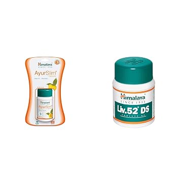 Himalaya Wellness AyurSlim Capsules - Pack of 60 Pieces (Weight Management) | Himalaya Liv.52 DS Tablets 60