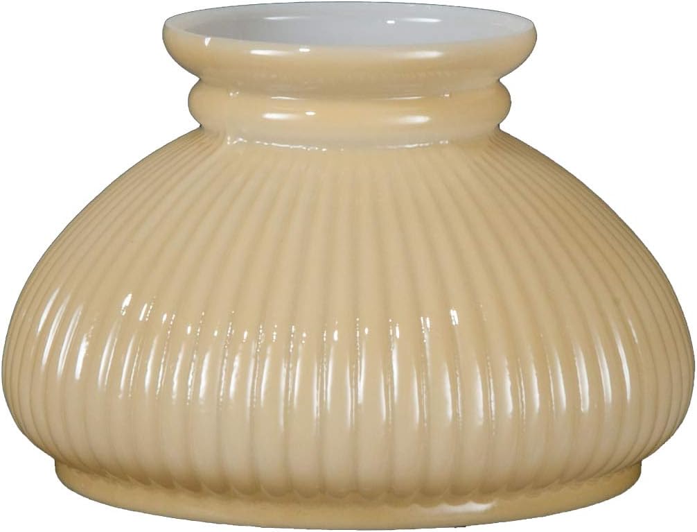 B&P Lamp 7" Opal Glass Rib Shade, Buff Nu-Gold