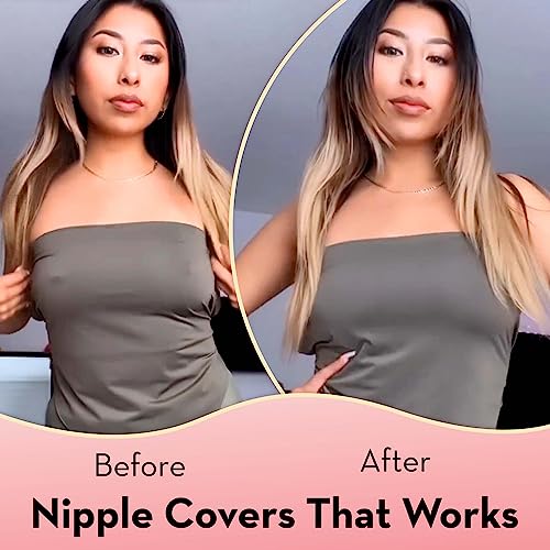 Busties Nipple Covers (2-Pairs, Reusable), 3D Seamless Nipple Pasties For Strapless Outfits, Adhesive Silicone Nipple Cover Pasties, No-Show Silicone Pasties Nipple Covers With Travel Box Nude #TOP2