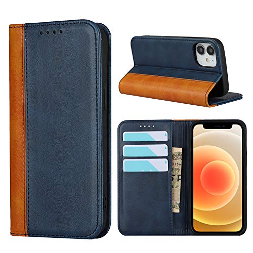 Cavor for iPhone 12 mini Case,Premium Leather Folio Flip Wallet Case Cover Magnetic Closure Book Design with Kickstand Feature & Card Slots(5.4")-Blue