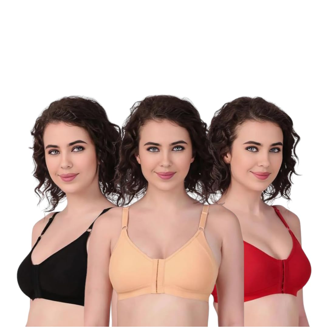 FALAM ENTERPRISE Front Open Hook Sports Bra for Girls, Cotton Non-Padded, Wire-Free, Adjustable Straps, Sizes 32-44 - Review, Price and Buying Guide