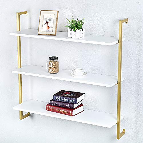 Oldrainbow Industrial Metal And Wood Wall Shelf,Floating Wood Shelves Wall Mounted,36In Iron Real Wood Book Shelves,Wall Shelves 3 Tier Bookshelf Shelving #TOP5