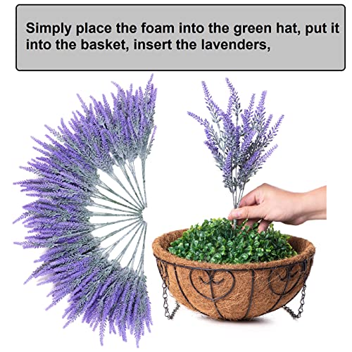 Artificial Lavender Flowers With Hanging Basket, Faux Silk Lavender Plants In Baskets For Home Decoration Outdoor Garden Yard Patio, 14 Bundles With Baskets #TOP3