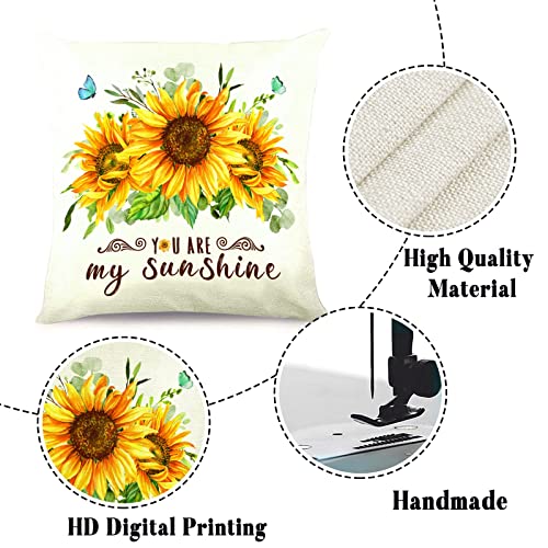 Leitingya Sunflower Pillow Covers 18X18 Set Of 4, Spring Summer Farmhouse Sunflower Floral Decorative Throw Pillow Covers, Cushion Case Decoration For Couch, Living Room, Bedroom, Car #TOP4