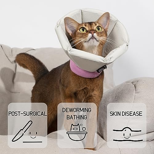 Image of Cat Cones to Stop Licking, Lightweight Adjustable Dog Cone Alternative After Surgery, Soft Cone for Cats Small Medium Dogs Puppy Rabbits Elizabethan Collar, Gray, S