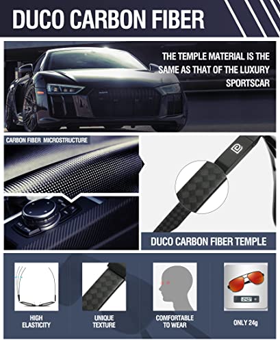 Image of DUCO Aviator Sunglasses for Men Women Carbon Fiber Polarized Sunglasses Men UV Protection for Driving Golf Fishing 3051