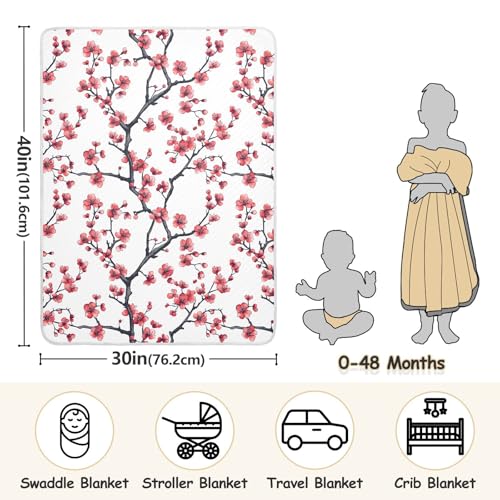 Custom China Plum Blossom Beauty Flowers Baby boy Blanket Breathable Customized cat Blankets for Kids for Girls or Boys 30x40in artículos para Bebes recien nacidos3