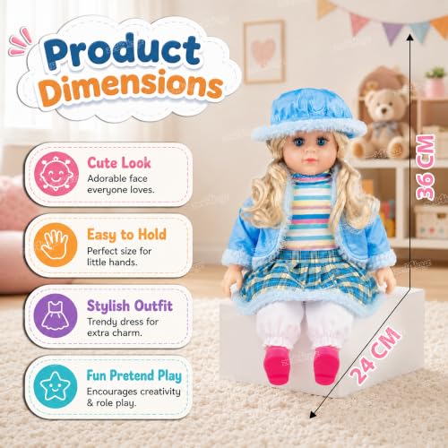 Image of Zest 4 Toyz Musical Doll Singing Rhyming Soft Stuffed Push Touch Sensors Doll Toy for Baby Girl - Blue